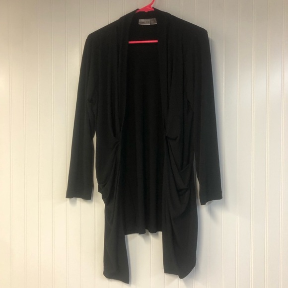 Chico’s Black Open Front Cardigan Ruched Sides Size 1 Small - Picture 1 of 4